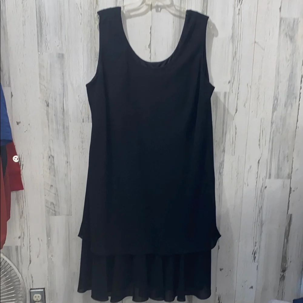 0701 Dana Kay Black Sleeveless Sheath Dress with Ruffled Hem - Picture 1 of 6